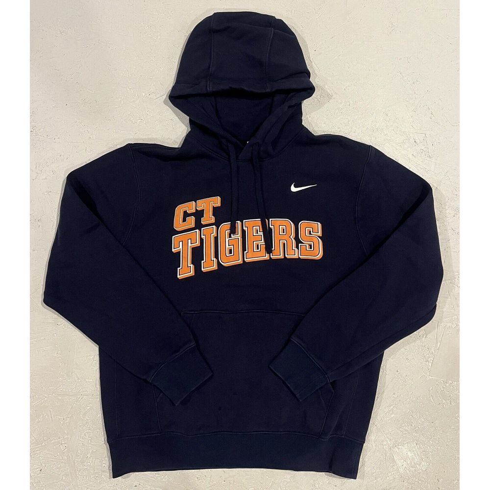 Nike Sportswear Club Fleece Mens M Sweatshirt Hoodie CT Tigers Connecticut Blue